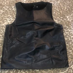 Tibi black leather too size 0